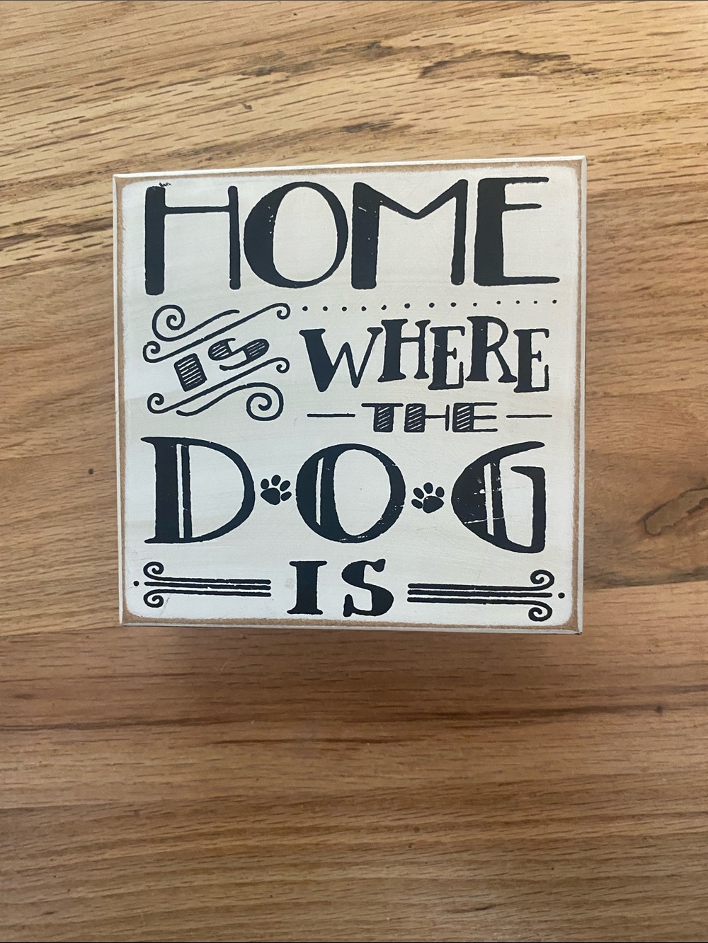 Hobby Lobby Black and Cream "Home Where The Dog Is" Wall Sign